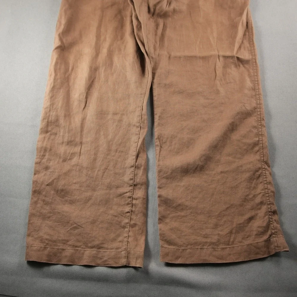 Banana Republic Linen Wide Leg Relaxed Pants Womens 38x30 Brown Trousers
